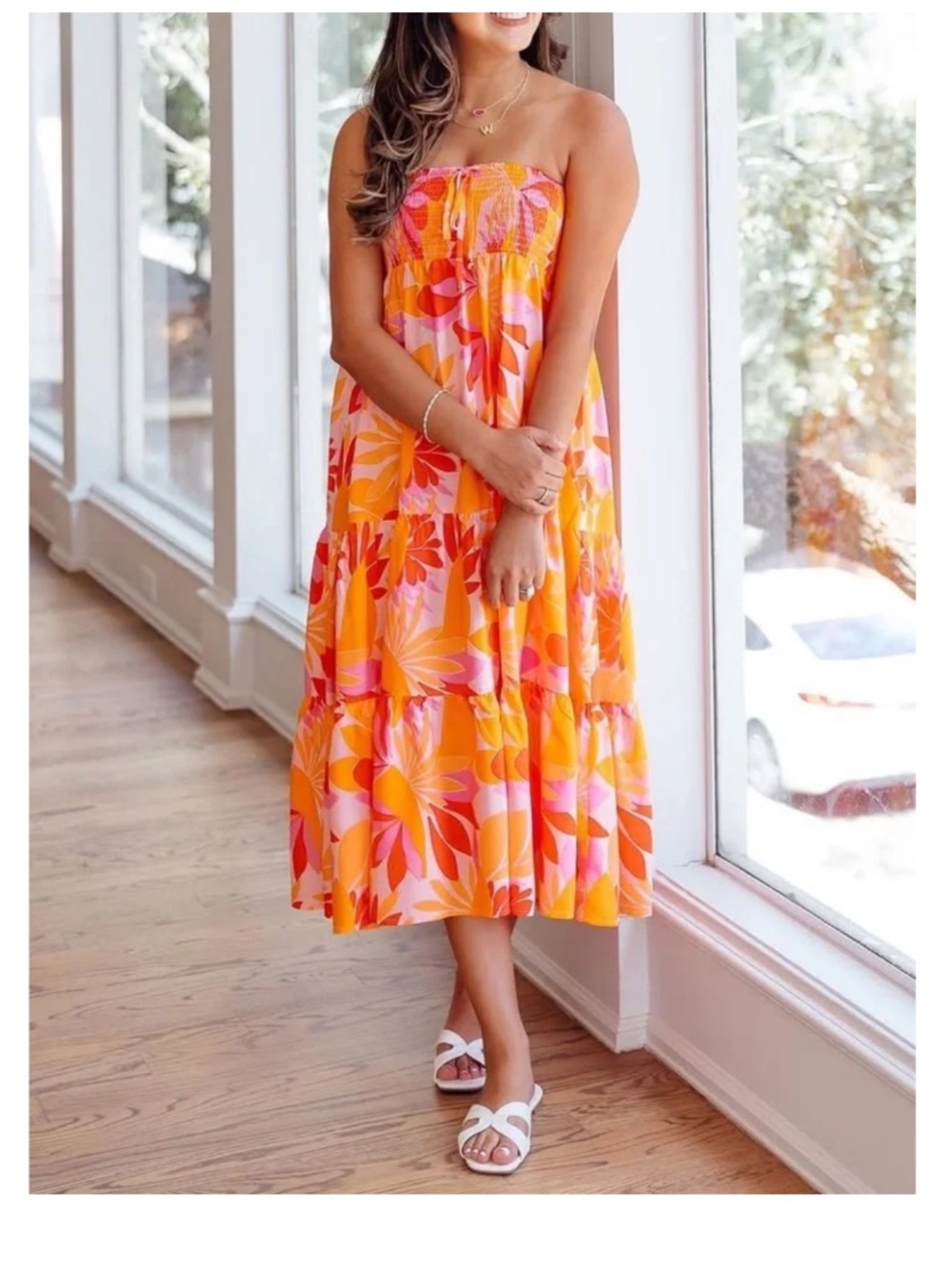 Anthropologie Abel the Label Smocked Floral Tropical Beach Dress